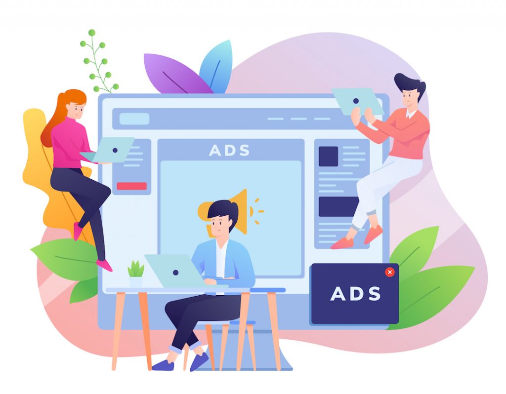 Team graphic for online advertising | Featured image for google ads questions, a definitive guide.