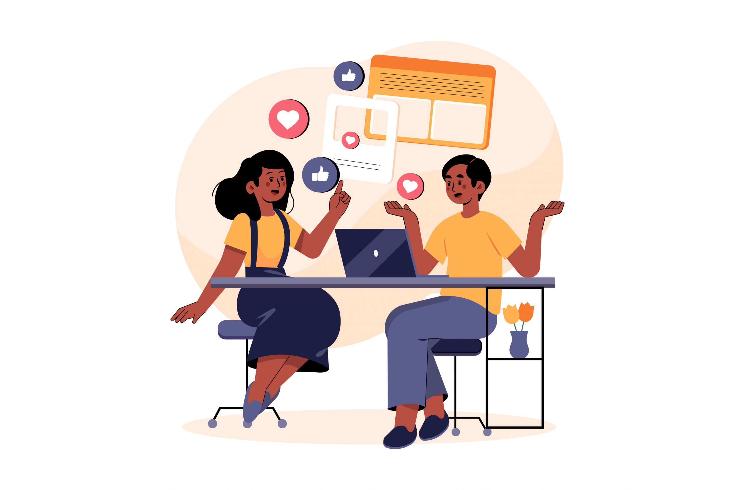 Image of people discussing which social media platform to use | Featured Image for Facebook vs Instagram Marketing Blog on Resurge Digital.